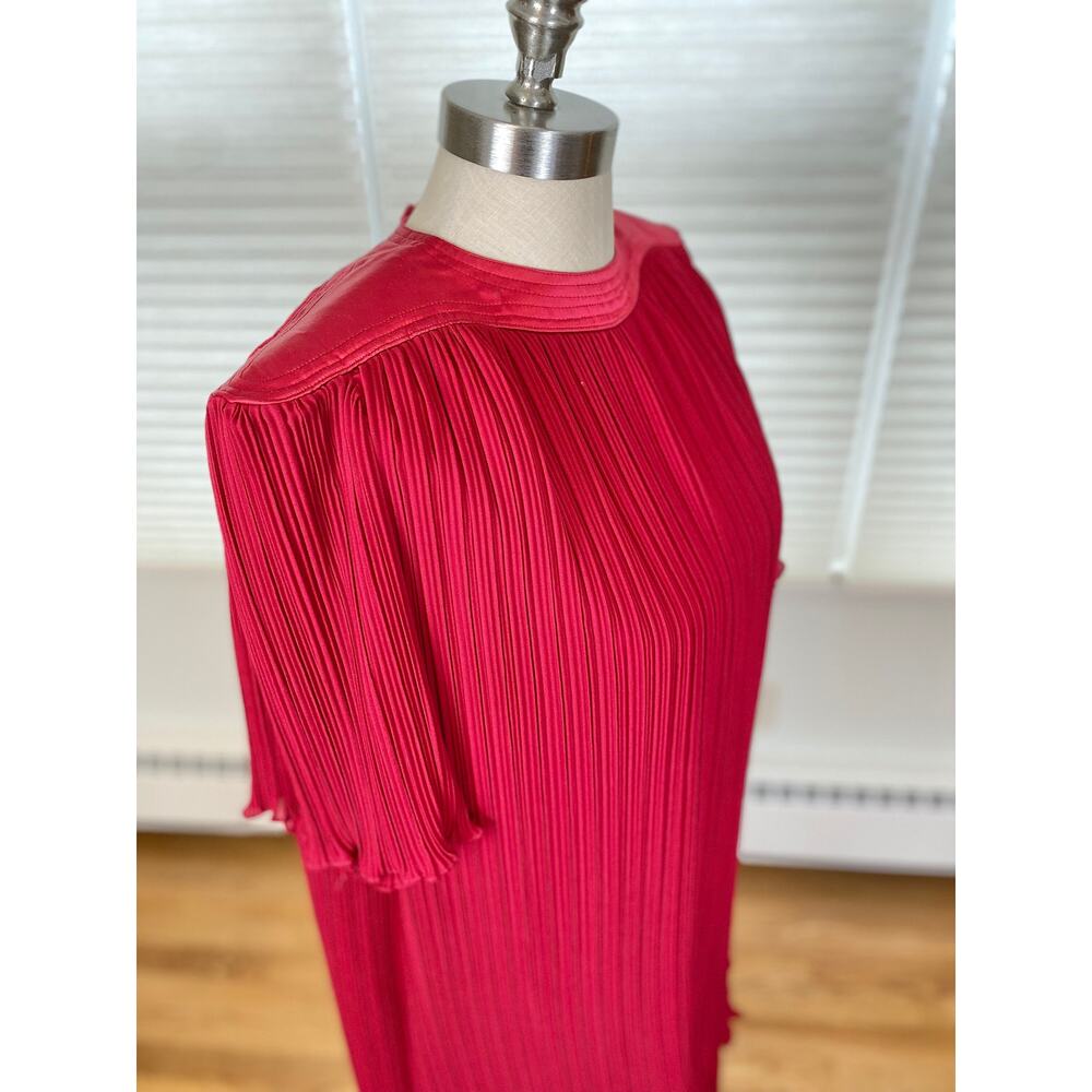 Vintage Red Dress, Red Micro Pleat, ZiZi Barbara Chodos, 70s 80s, size 9 10 M L
